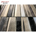 high quality peel and stick metal Black glass mix metal strip tile mosaic for fireplace kitchen decoration